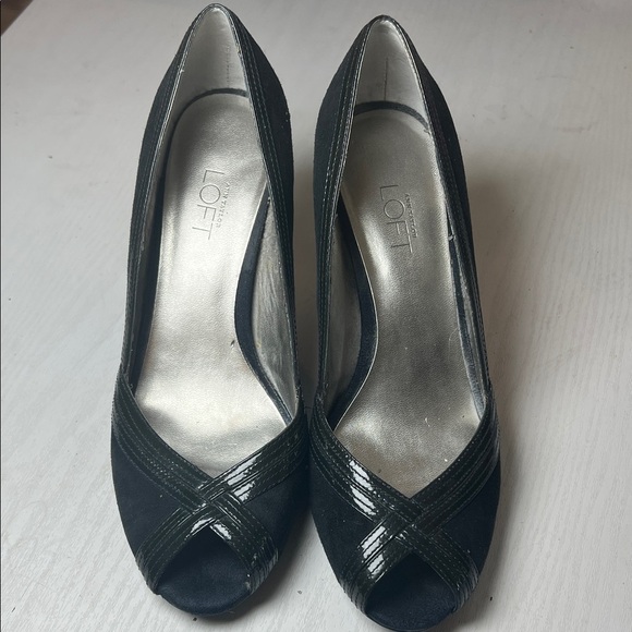 LOFT Black Peep-Toe Heels - Picture 1 of 7